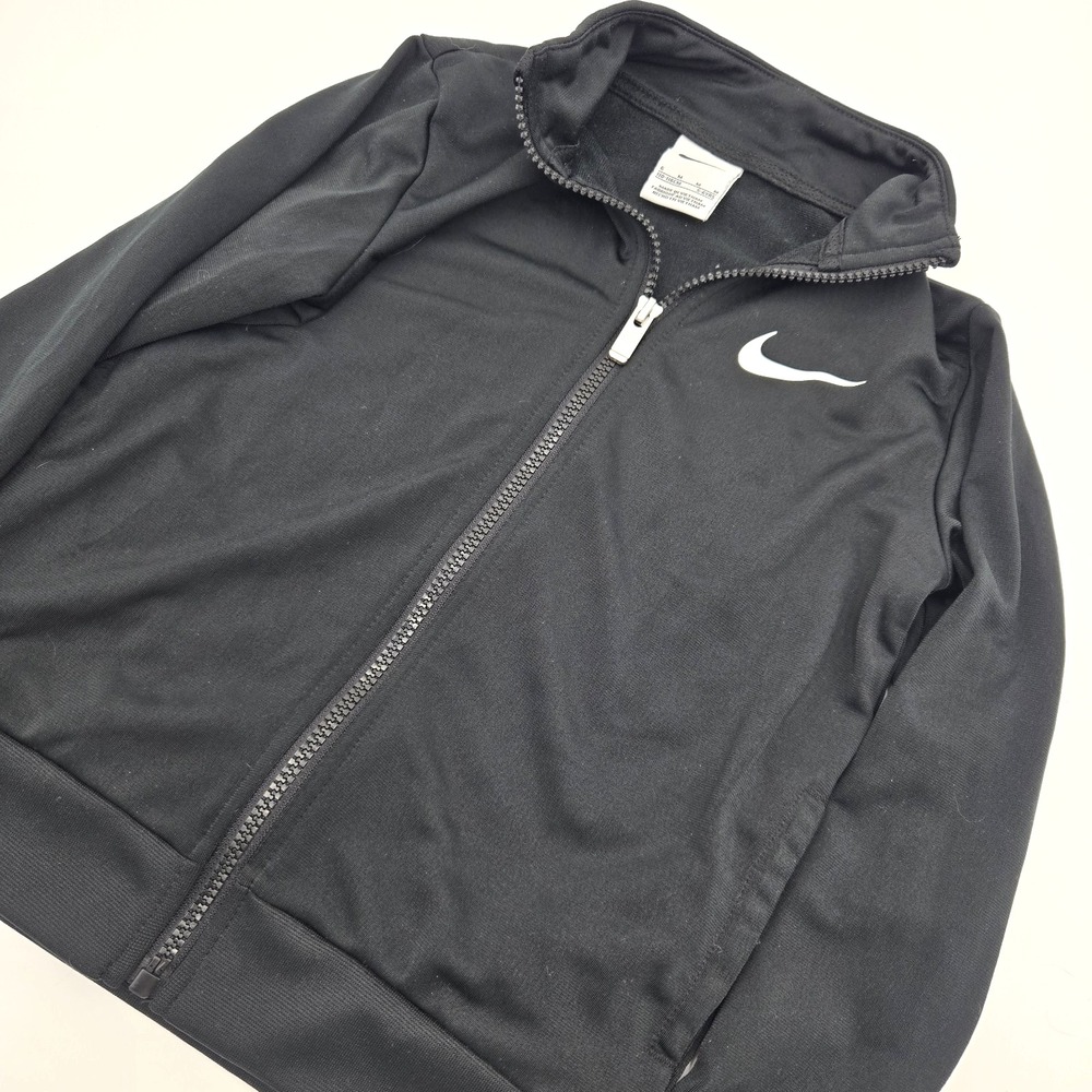Nike Boy's Kids Black Smooth Full Zip Logo Jacket Size S 5-6 years Pockets